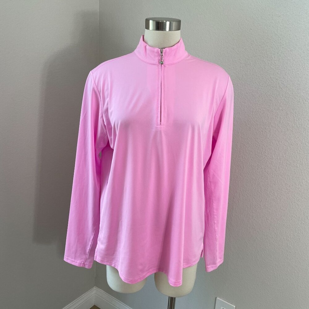 San Soleil Womens XL UPF 50 Quarter Zip Pullover Athletic Golf Top Long Sleeve